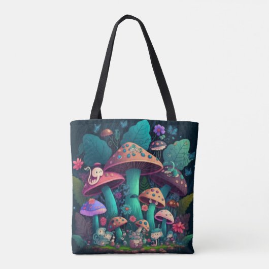 Paddenstoelen in het veld canvas tas (Achterkant)