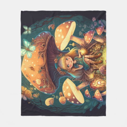 Paddenstoelen in het veld fleece deken (Voorkant)