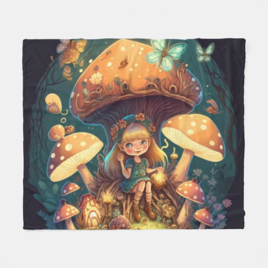 Paddenstoelen in het veld fleece deken (Voorkant (Horizontaal))