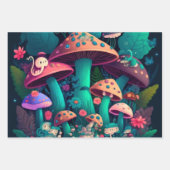 Paddenstoelen in het veld inpakpapier vel (Voorkant 3)