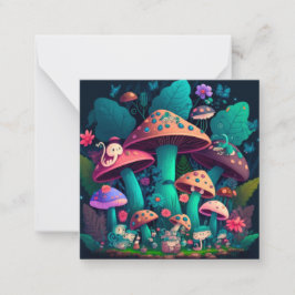 Paddenstoelen in het veld notitiekaartje