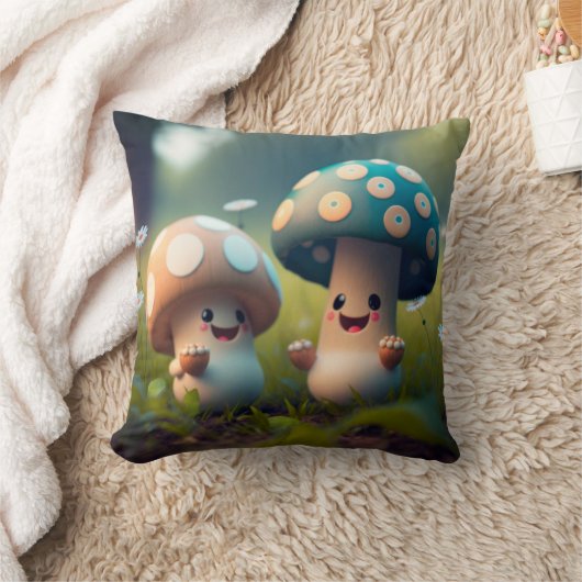 Paddenstoelen in het veld werpen kussen op (Deken)