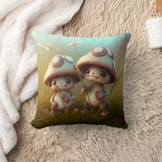 Paddenstoelen in het veld werpen kussen op (Deken)