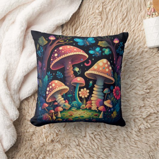 Paddenstoelen in het veld werpen kussen op (Deken)