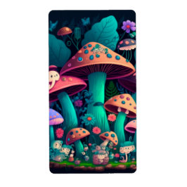 Paddenstoelen in labels met veldcadeaus