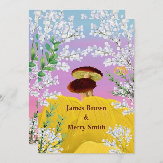 Paddenstoelen in Love Haystack Flowers Weddenschap Kaart (Voorkant / Achterkant)