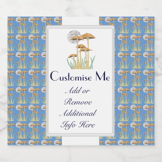 Paddenstoelen in moonlight cut-out bier etiket (Enkel label)