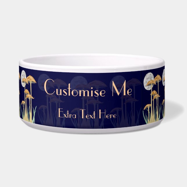 Paddenstoelen in Moonlight Pet Voerbakje (Voorkant)