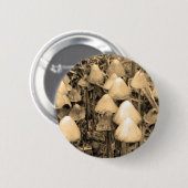 Paddenstoelen in Sepia Ronde Button 5,7 Cm (Voorkant /achterkant)