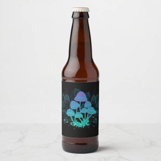 Paddenstoelen in struiken bier etiket (Voorkant)