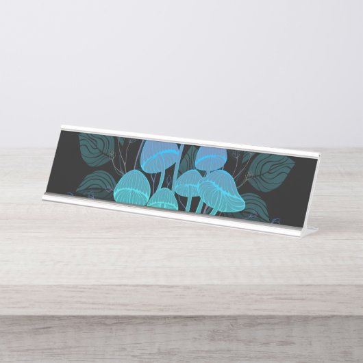 Paddenstoelen in struiken bureau naambordje (Voorkant)