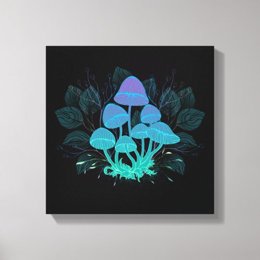 Paddenstoelen in struiken canvas afdruk (Voorkant)