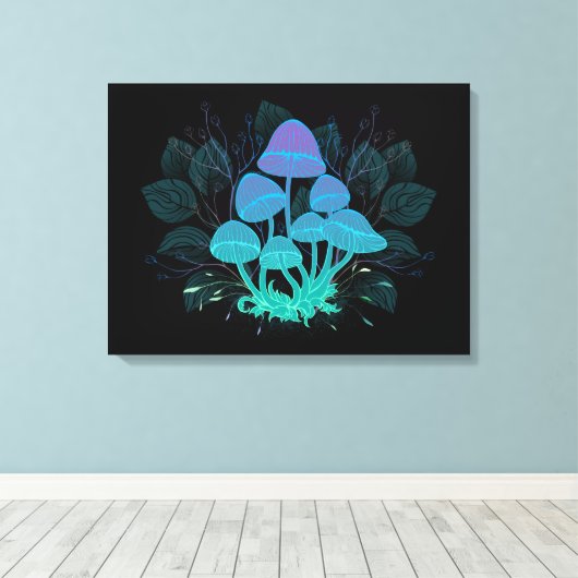Paddenstoelen in Struiken Canvas Afdruk (Insitu (Houten vloer))