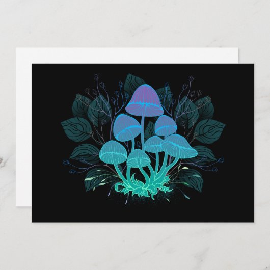 Paddenstoelen in struiken feestdagenkaart (Voorkant / Achterkant)