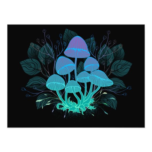 Paddenstoelen in struiken foto afdruk (Voorkant)