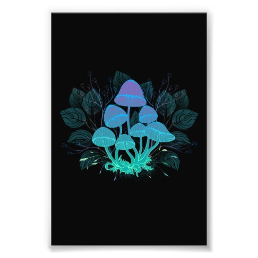 Paddenstoelen in struiken foto afdruk (Voorkant)