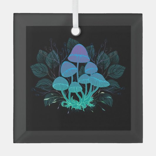 Paddenstoelen in Struiken Glas Ornament (Voorkant)