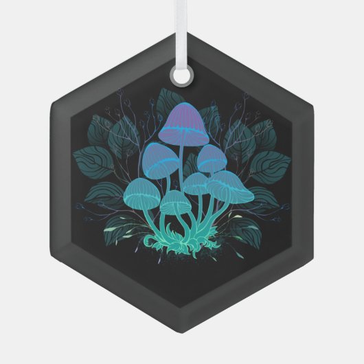 Paddenstoelen in struiken glas ornament (Voorkant)