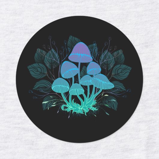 Paddenstoelen in struiken labels (Design 1)