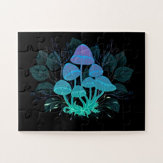Paddenstoelen in struiken legpuzzel (Horizontaal)
