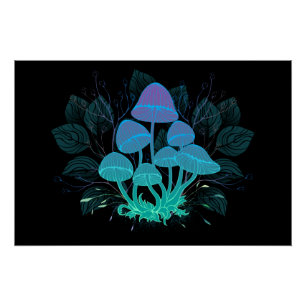 Paddenstoelen in struiken perfect poster