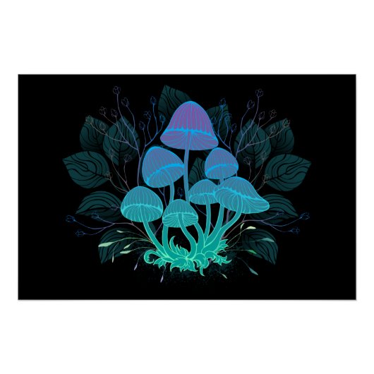 Paddenstoelen in struiken perfect poster (Voorkant)