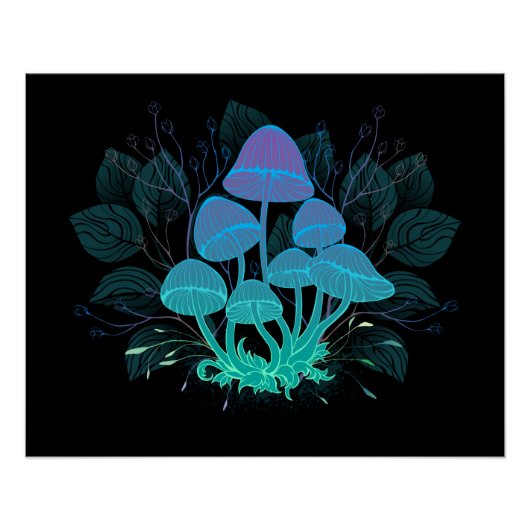 Paddenstoelen in struiken perfect poster (Voorkant)