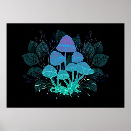 Paddenstoelen in struiken poster (Voorkant)