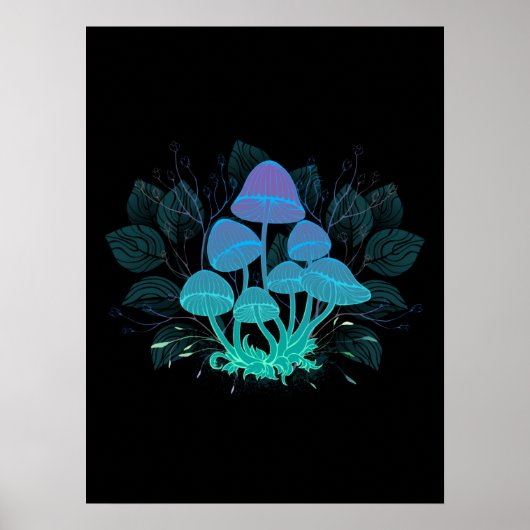 Paddenstoelen in struiken poster (Voorkant)