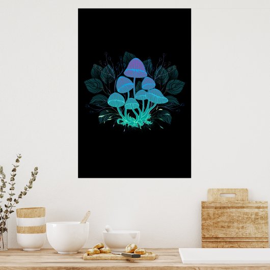 Paddenstoelen in Struiken Poster (Keuken)