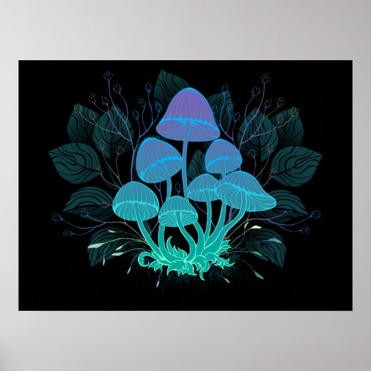Paddenstoelen in struiken poster (Voorkant)