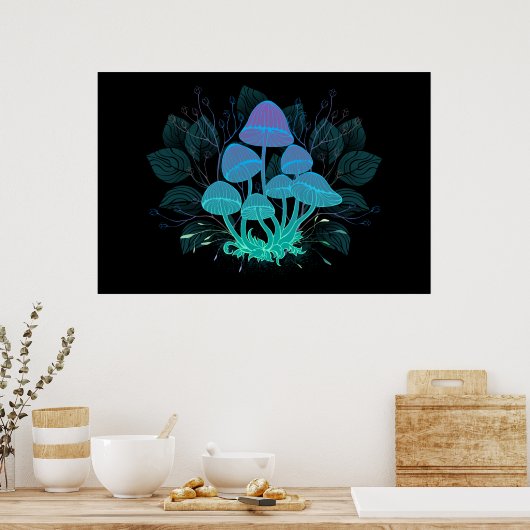 Paddenstoelen in struiken poster (Keuken)