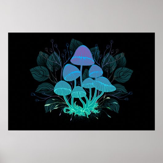 Paddenstoelen in struiken poster (Voorkant)