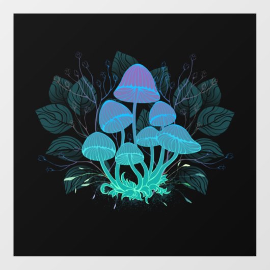 Paddenstoelen in Struiken Raamsticker (Vel)
