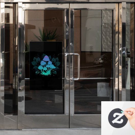 Paddenstoelen in struiken raamsticker (Kantoordeur)