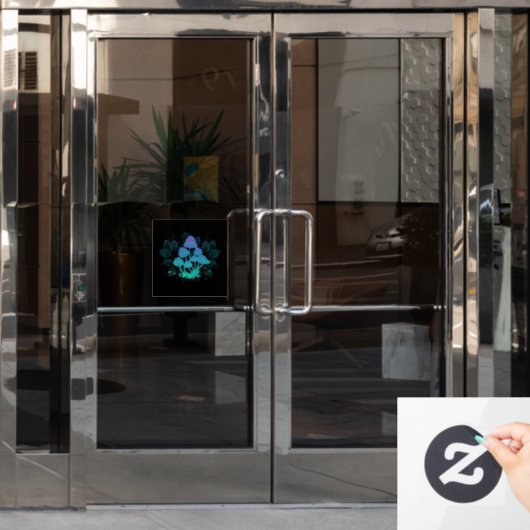 Paddenstoelen in struiken raamsticker (Kantoordeur)