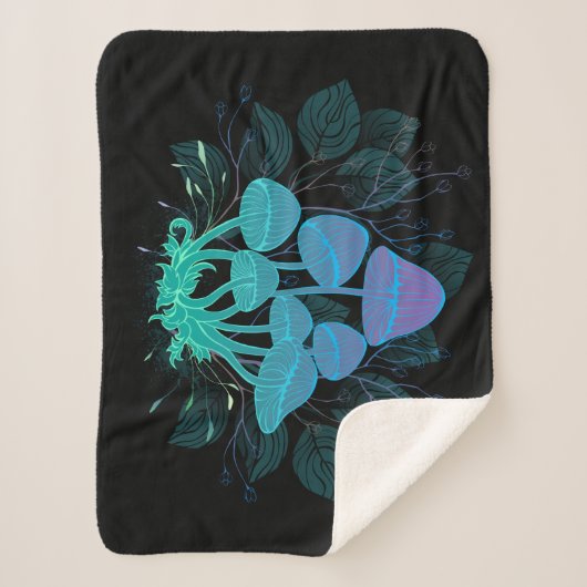 Paddenstoelen in struiken sherpa deken (Voorkant)