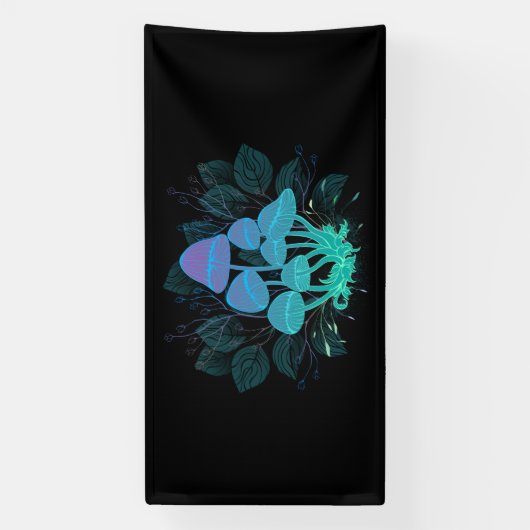 Paddenstoelen in struiken spandoek (Verticaal)