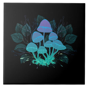 Paddenstoelen in struiken tegeltje