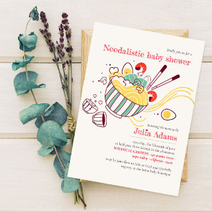 Paddenstoelen Italiaanse Noodles Eieren Baby Showe Kaart
