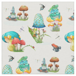 Paddenstoelen, kikkers, libellen, buikvlies stof