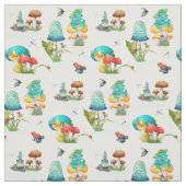 Paddenstoelen, kikkers, libellen, buikvlies stof (Swatch)