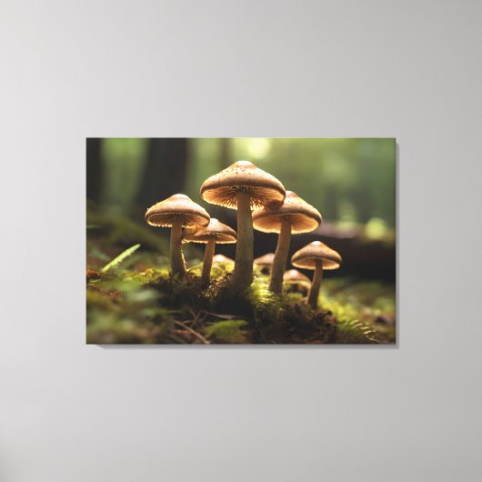 Paddenstoelen kweken in het bos canvas afdruk (Voorkant)