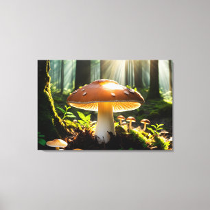 Paddenstoelen kweken in het bos canvas afdruk