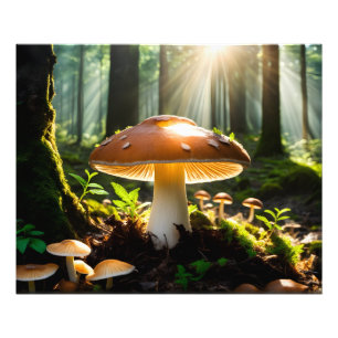 Paddenstoelen kweken in het bos foto afdruk