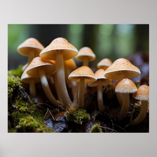 Paddenstoelen kweken in het bos poster (Voorkant)