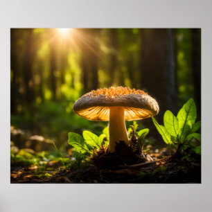 Paddenstoelen kweken in het bos poster