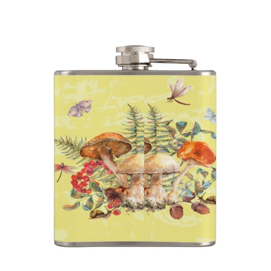 Paddenstoelen, libellen, moten en slakken heupfles (Achterkant)