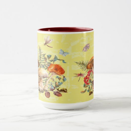 Paddenstoelen, libellen, moten en slakken mok (Midden)