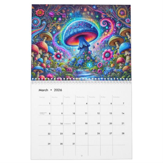 Paddenstoelen Mandala's – Psychedelische Schimmels Kalender (Mar 2026)